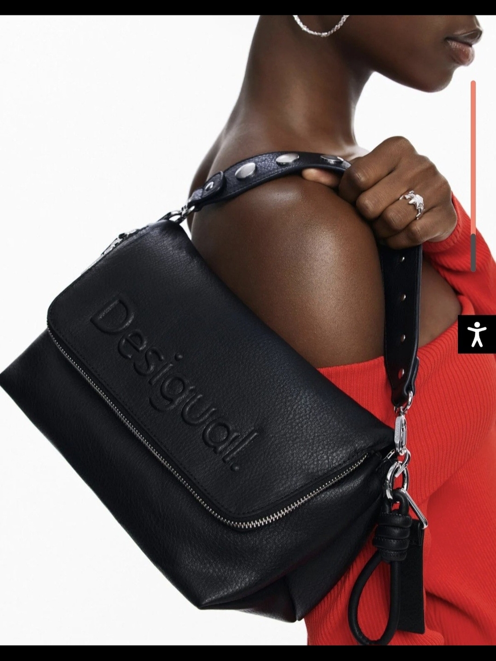 Desigual Black Shoulder Bag with Detachable Strap - Picture 5 of 12